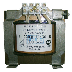 ОСО-0,25 УХЛ3 220/36, IP00, трансформатор Электротехник