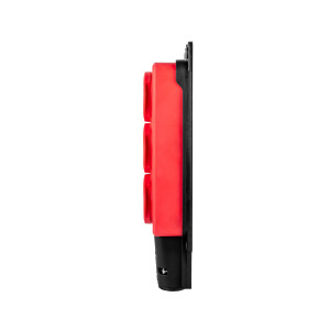 Розетка (колодка) трехместная с крышкам каучук 2P+PE 250V 16А IP54 красная DYNEL