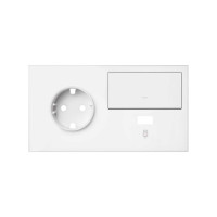 Simon 100 Белый матовый Кит 2 поста, фронт. Накладка на 1 розетку Schuko (слева) + 1 з/у USB SC + 1 клавиша выключателя