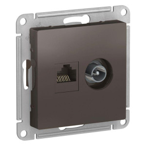 ATLASDESIGN РОЗЕТКА двойная ТВ + компьютерная RJ45 кат. 5e, механизм, МОККО ATN000689