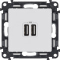 Механизм розетки USB Valena Life 2 разъема 240В5В 2400мА с лиц. панелью бел. Leg 753412