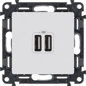 Механизм розетки USB Valena Life 2 разъема 240В5В 2400мА с лиц. панелью бел. Leg 753412