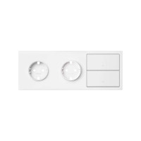 Simon 100 Белый матовый Кит 3 поста, фронт. Накладка на 2 розетки Schuko + 2 клавиши выключателей
