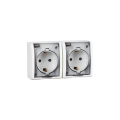 Розетка 2-м ОП Simon15 16А IP54 250В с заземл. Schuko защ. шторки с крышкой винт. клеммы бел. Simon 1594443-030