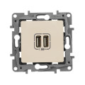 Розетка USB 2-м СП 2мод. Etika 240В5В 2400мА механизм сл. кость Leg 672394