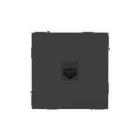 Компьютерная розетка RJ-45 без шторки, кат.5е одинарная, KANT, черный уголь