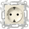 Розетка Simon SIMON 24 HARMONIE, скрытый монтаж, с заземлением, со шторками, слоновая кость, 2450432-031