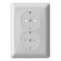 Розетка двойная Schneider Electric W59, скрытый монтаж, с заземлением, со шторками, хром матовый, RS16-255-58