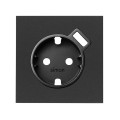 Simon 100 Черный матовый Накладка розетки Schuko с з/у USB SmartCharge