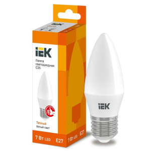 Лампа светодиодная C35 7Вт свеча 3000К E27 230В IEK LLE-C35-7-230-30-E27