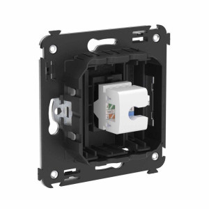 Розетка компьютерная 1-м СП Avanti Черный матовый RJ45 кат.6 без шторок механизм DKC 4412693