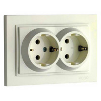 Розетка двойная с заземлением крем Mono Electric Despina 102-170004-120