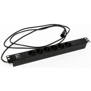 Блок розеток 6-м 10А SHE19-6SH-S-2.5IEC Schuko горизонт. с выкл. шнур 2.5м Hyperline 397027