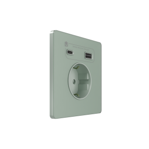 Systeme Infinity, Розетка СУ с ЗК и зар.устр.USB АС 20Вт 250В, 16А, защит.шторки, Таежное утро