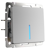 W1110106/ Выключатель одноклавишный с подсветкой (серебряный)