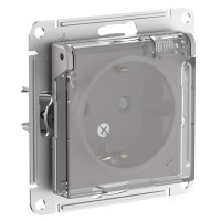 ATLASDESIGN AQUA РОЗЕТКА с заземлением со шторками, с прозрач. крышкой 16А, IP44, механизм, АЛЮМИНИЙ ATN440346