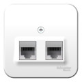 BLANCA О/У РОЗЕТКА двойная: комп.RJ45, кат.5E + телеф. RJ11, ИЗОЛ.ПЛ., БЕЛЫЙ BLNIA045111