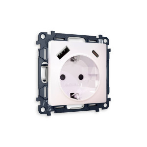 MA210010 Комплект механизма электрической розетки ALFA Жемчуг 2USB AC 20W быстрая зарядка сз QUANT AP2100, VM160 AMBRELLA VOLT