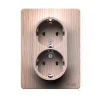 GLOSSA РОЗЕТКА двойная с заземлением без шторок, 16А, в сборе, СОСНА GSL001524