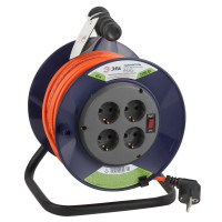 Удлинитель на пластик. катушке 4х40м с заземл. 10А IP20 RPx-4es-3х1.0-40m ПВС 3х1 Эра Б0043055