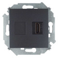 Розетка HDMI Simon 15, скрытый монтаж, графит, 1591407-038