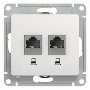 GLOSSA РОЗЕТКА двойная компьютерная RJ45+RJ45 кат. 5e, механизм, БЕЛЫЙ GSL000185KK