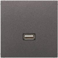 Розетка HDMI+USB Jung LS METAL, скрытый монтаж, антрацит, MAAL1122AN