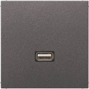 Розетка HDMI+USB Jung LS METAL, скрытый монтаж, антрацит, MAAL1122AN