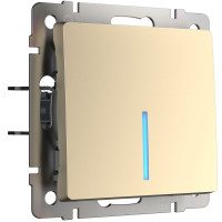 W1112111/ Выключатель одноклавишный проходной с подсветкой (шампань)