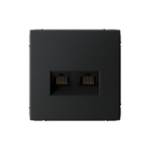 ARTGALLERY РОЗЕТКА двойная компьютерная RJ45+RJ45, кат. 5е, механизм, КАРБОН GAL001085