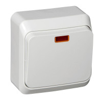 ЭТЮД О/У 1-клавишный ПЕРЕКЛЮЧАТЕЛЬ с подсветкой 10 АХ, БЕЛЫЙ BA10-007B