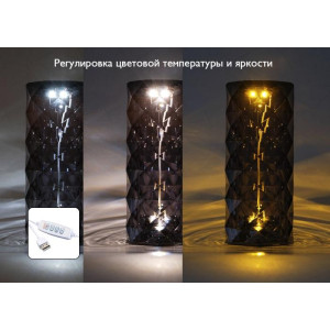 Светильник светодиодный настольный CTL3-USB 3Вт 120лм 5В 2SMD IP20 диммер: 2700-3000К/4000-4500К/6000-6500К ночник черн. кристалл акрил ФАZА 5040861