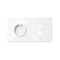 Simon 100 Белый глянец Кит 2 поста, фронт. Накладка на 1 розетку Schuko + 1 з/у 2хUSB
