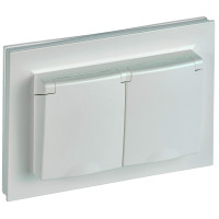 IEK BRITE Жемчуг Розетка 2-м с/з с защ штор и крышк 16А в сборе IP44 РСбш12-3-44-БрЖ