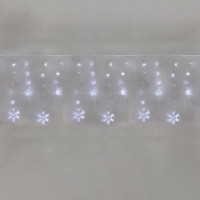 Гирлянда светодиодная Бахрома со снежинками 2.4х0.9м 150LED бел. 7.5Вт 230В IP20 с контроллером 8 режимов Neon-Night 255-075