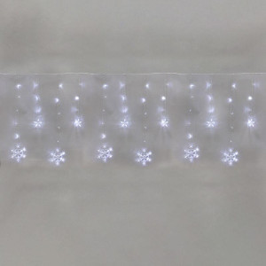Гирлянда светодиодная Бахрома со снежинками 2.4х0.9м 150LED бел. 7.5Вт 230В IP20 с контроллером 8 режимов Neon-Night 255-075