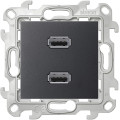 Розетка 2хUSB Simon SIMON 24 HARMONIE, скрытый монтаж, графит, 2411090-038