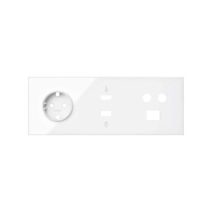Simon 100 Белый глянец Кит 3 поста, фронт. Накладка на 1 розетку Schuko + 1 розетку TV + 1 розетку RJ45 + 1 розетку HDMI + 1 розетку USB