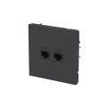 Компьютерная розетка RJ-45 без шторки, кат.5е двойная, KANT, черный уголь