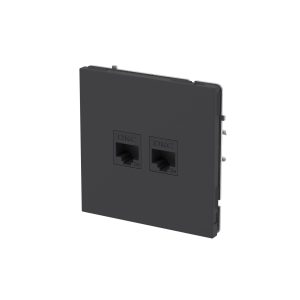Компьютерная розетка RJ-45 без шторки, кат.5е двойная, KANT, черный уголь