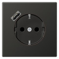 Розетка с USB Jung LS METAL, скрытый монтаж, с заземлением, антрацит, AL1520-18AAN-L