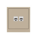 Компьютерная розетка RJ-45 без шторки, кат.6А двойная, KANT, ванильный марципан