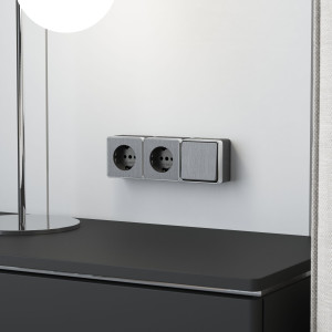 W5010204/ Выключатель одноклавишный влагозащищенный Gallant (графит рифленый)
