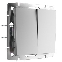 W1122065/ Выключатель двухклавишный проходной (серебряный матовый)