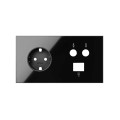 Simon 100 Черный глянец Кит 2 поста, фронт. Накладка на 1 розетку Schuko + 1 розетку TV + 1 розетку RJ45