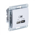 GLOSSA USB РОЗЕТКА A + тип-C 45Вт высокоскор.заряд. QC, PD, механизм, БЕЛЫЙ GSL000129