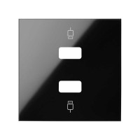 Simon 100 Черный глянец Накладка розетки 2xUSB