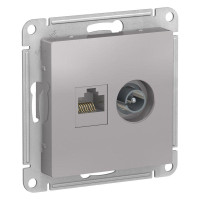 ATLASDESIGN РОЗЕТКА двойная ТВ + компьютерная RJ45 кат. 5e, механизм, АЛЮМИНИЙ ATN000389