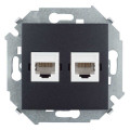 Розетка компьютерная 2xRJ45 Simon SIMON 15, скрытый монтаж, графит, 1591593-038