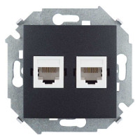 Розетка компьютерная 2xRJ45 Simon SIMON 15, скрытый монтаж, графит, 1591593-038